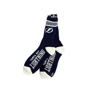 Tampa Bay Lightning Socks Mens Large Blue NHL Hockey For Bare Feet 4 Stripe Crew